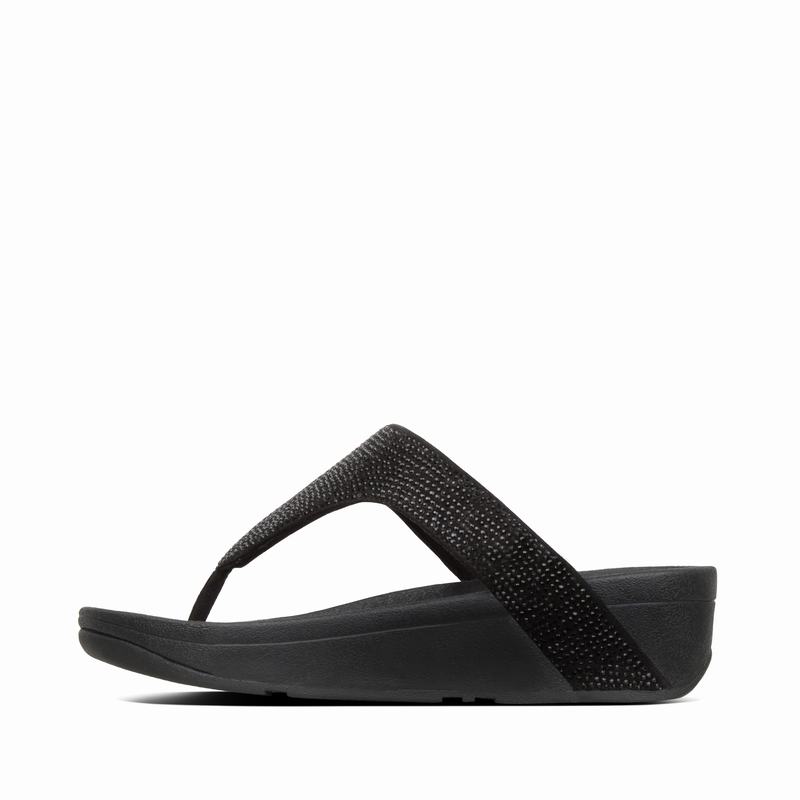 FitFlop Lottie Microfibre Schwarz - FitFlop Zehentrenner Damen Schweiz [WMHV-74502]